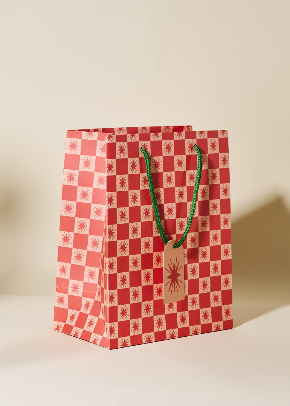Red Star Checked Gift Bag