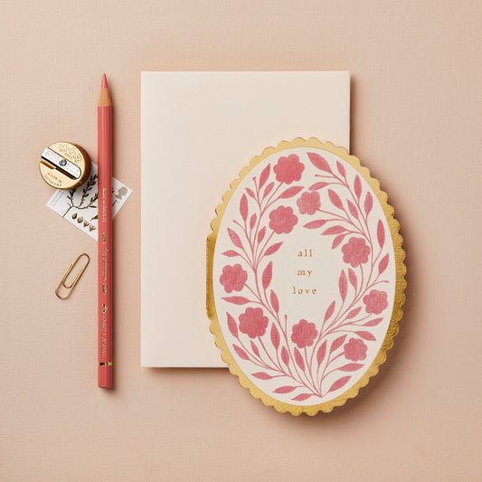 Rose Floral 'All My Love' Card