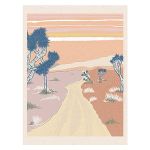 Pastel illustration of a dirt path in Joshua Tree