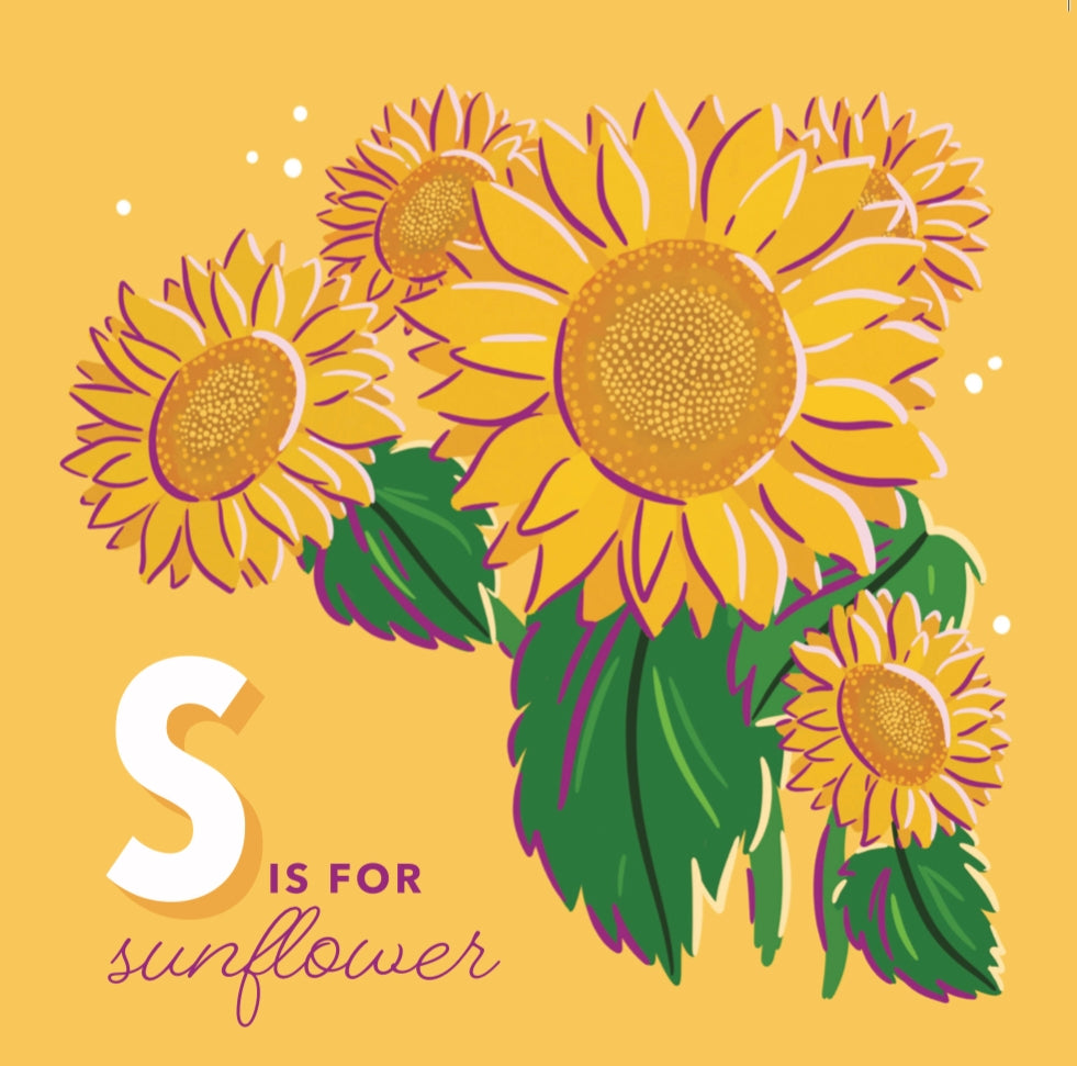 The Alphabet in Bloom Book - sunflower page