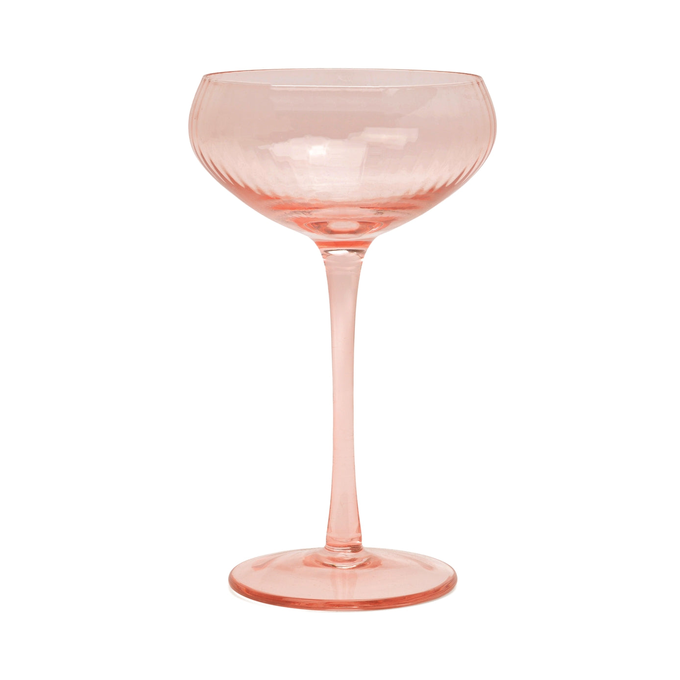 Pink glass coupe on a white background
