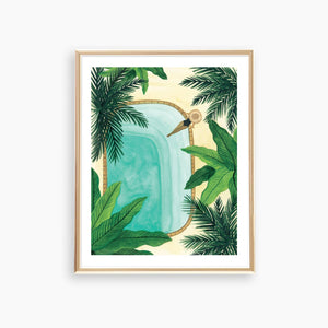Tropical Pool Art Print in a frame