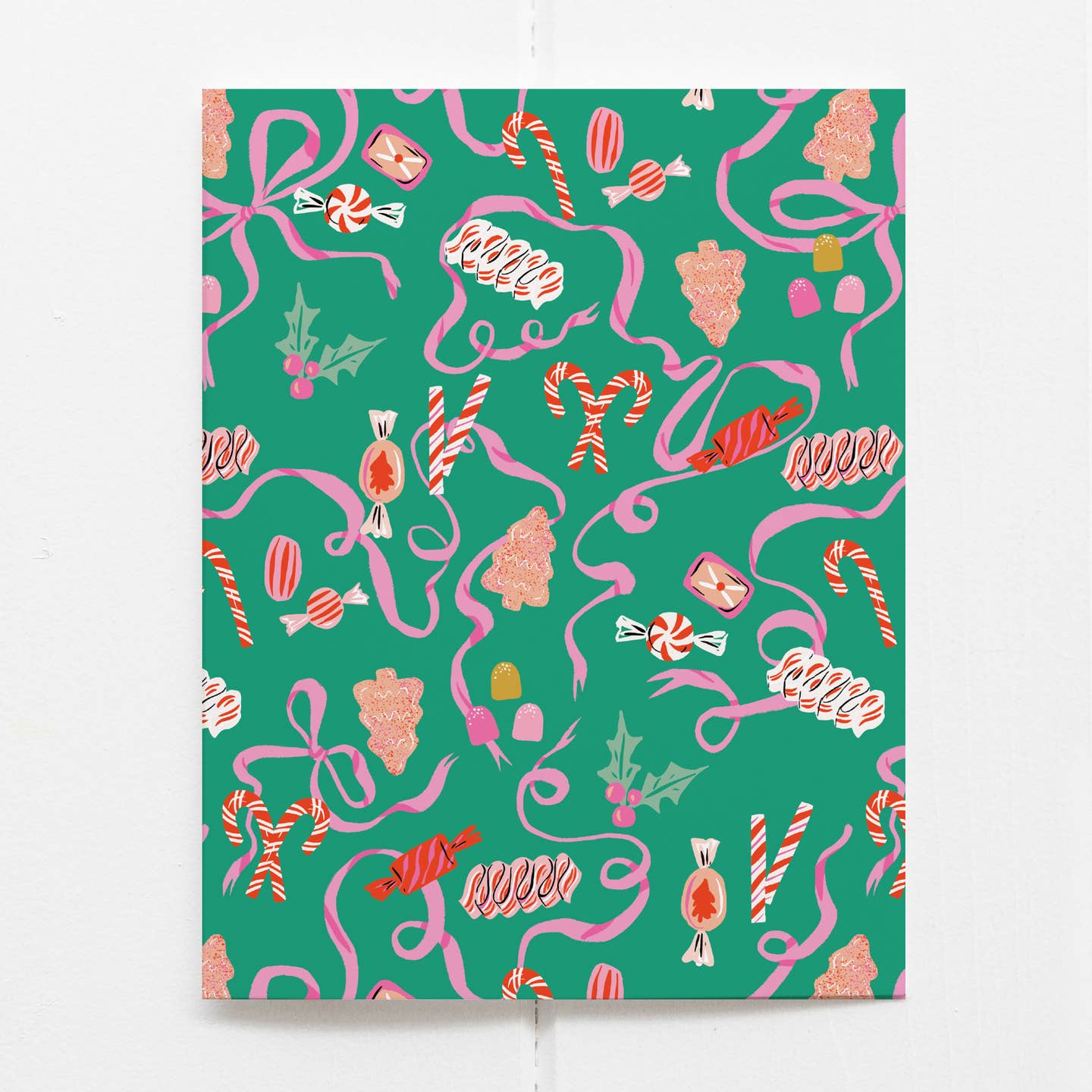 Xmas Candy and Ribbons Holiday Card