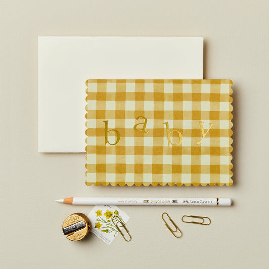 Mustard Gingham Baby Card | Wanderlust Paper