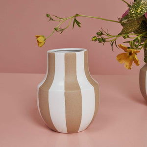 Bonita Ceramic Vase with flowers on pink table