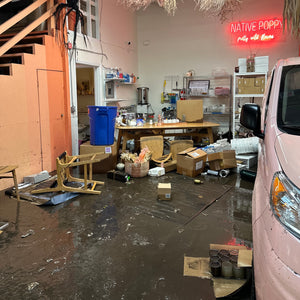 Water damage to Native Poppy's warehouse in Mission Valley