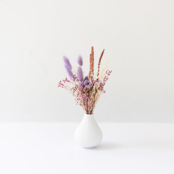 White, lilac, and lavender dried bud vase arrangement
