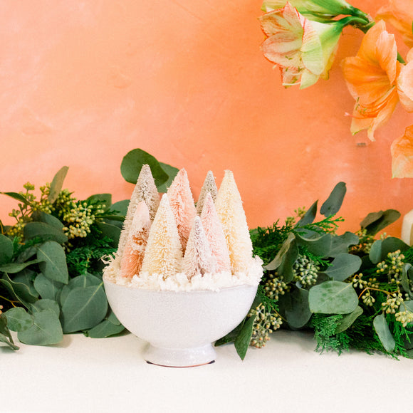 Frosted Bottle Brush Tree Centerpiece