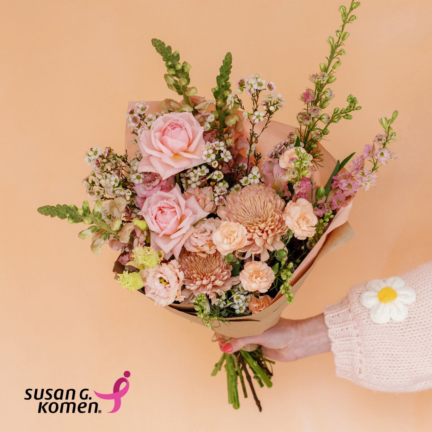 Mixed flower bouquet from Native Poppy in San Diego benefitting Susan G Komen
