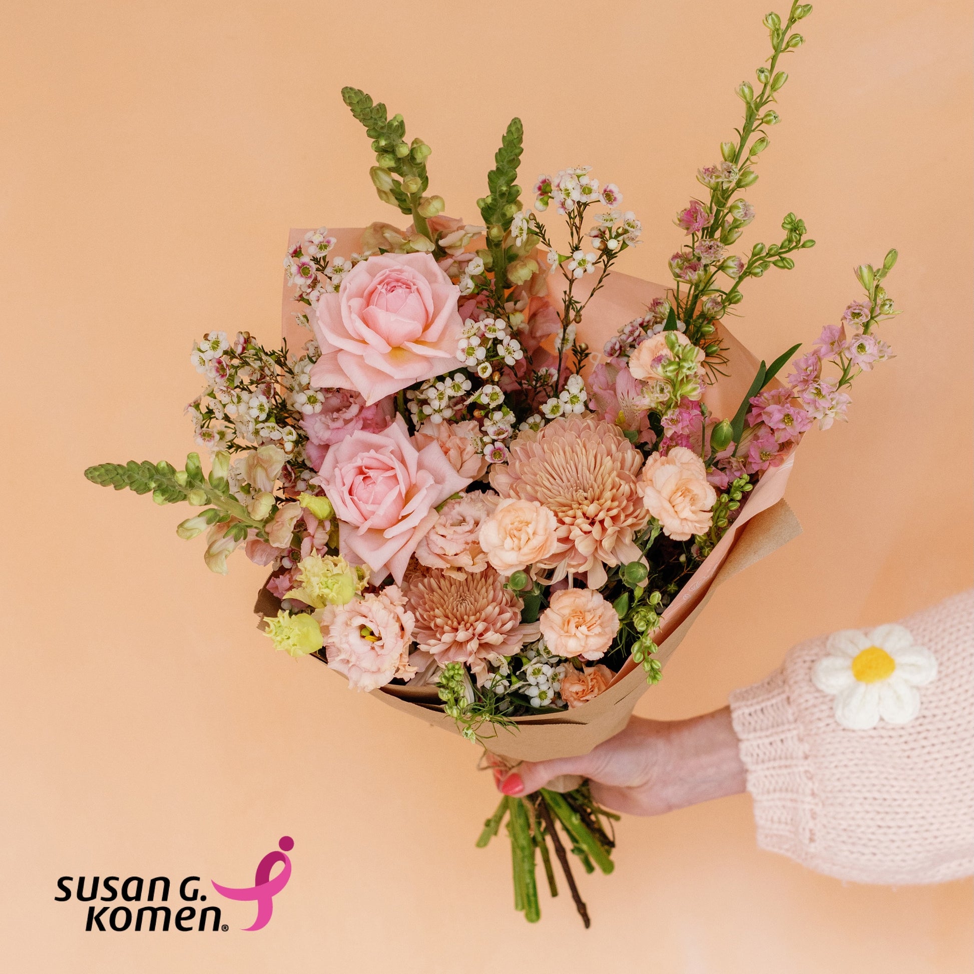 Mixed flower bouquet from Native Poppy in San Diego benefitting Susan G Komen