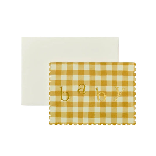 Mustard Gingham Baby Card