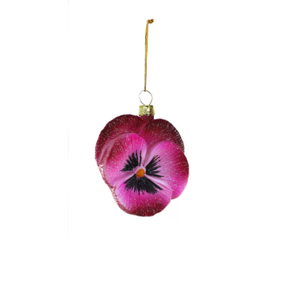 Pink pansy flower ornament on a white background