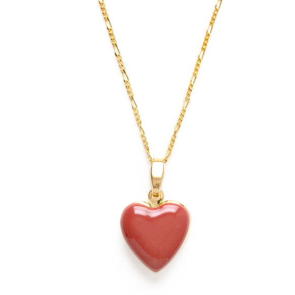 Red Enamel Heart Locket Necklace