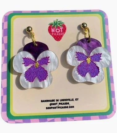 Mini Pansies Acrylic Earrings