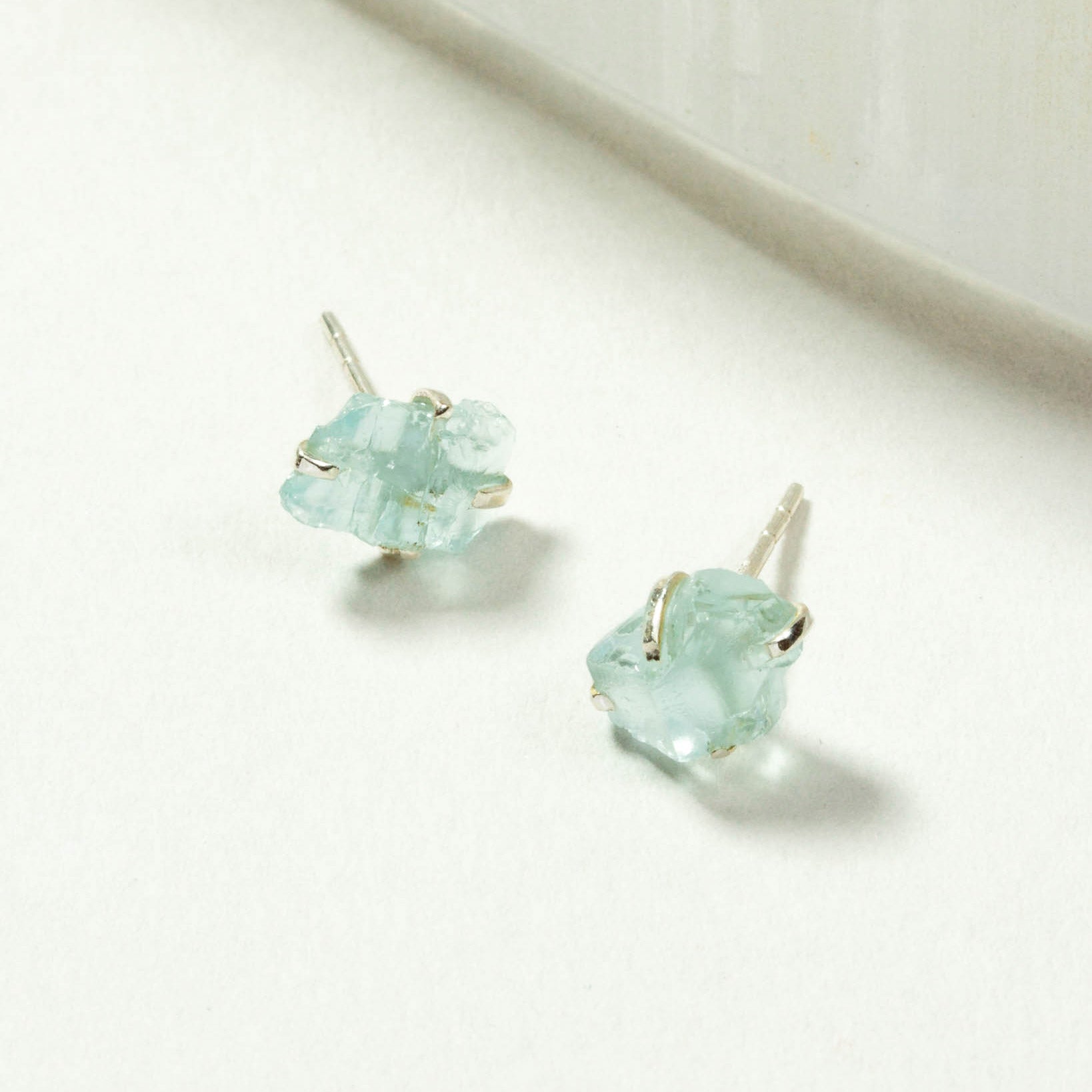 Raw Aquamarine Birthstone Earrings from Luna Norte