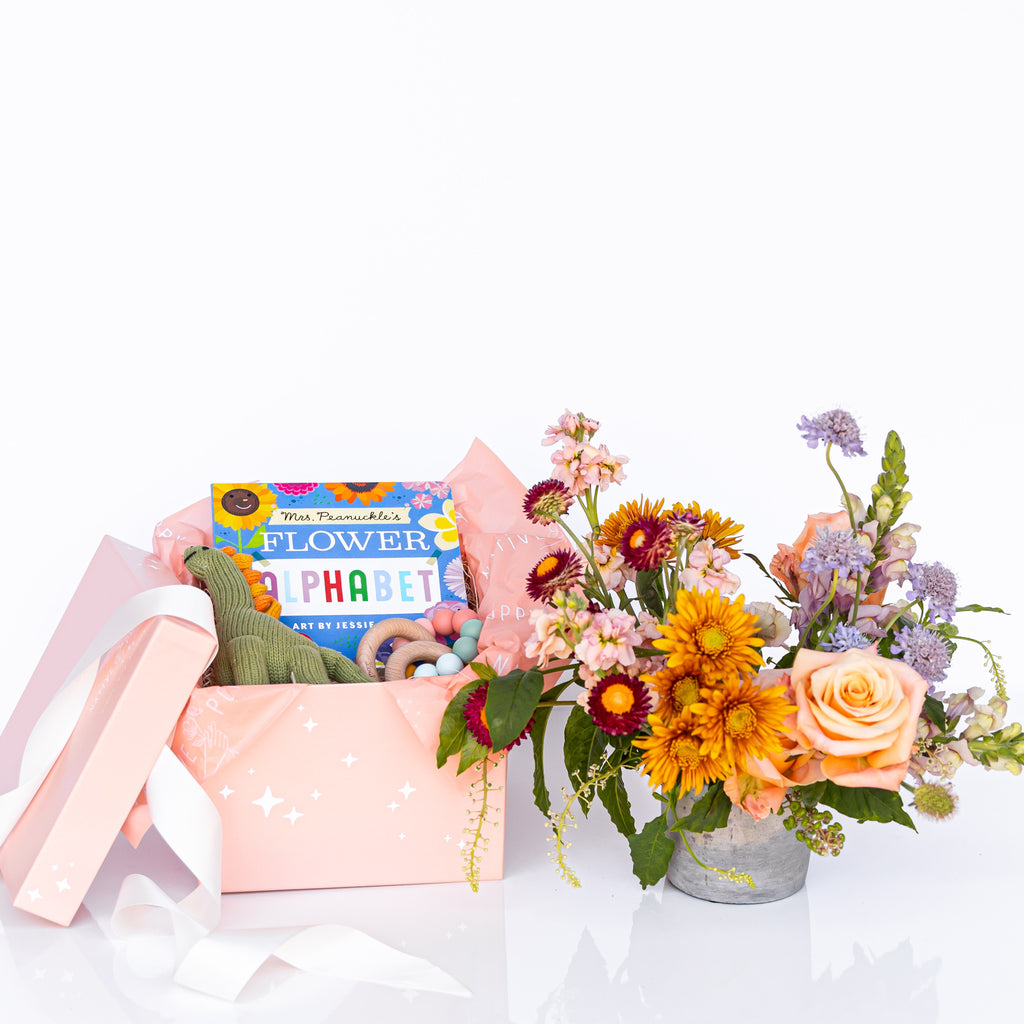 Welcome Baby gift box from Native Poppy flower shop in San Diego