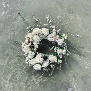 Biodegradable Floral Wreath in ocean water