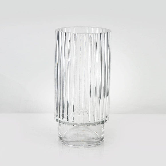 Clear glass fluted vase