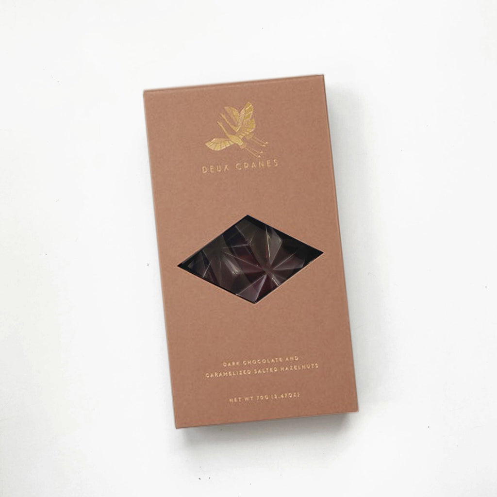 Dark Chocolate and Caramelized Salted Hazelnuts from Deux Cranes