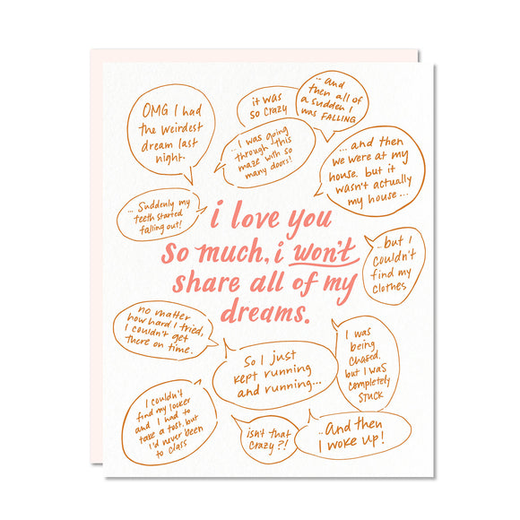 I Love You So Much I Won’t Share All Of My Dreams Card | Odd Daughter