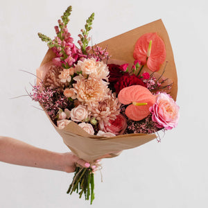 Extra large Valentine's Flower bouquet wrapped in paper