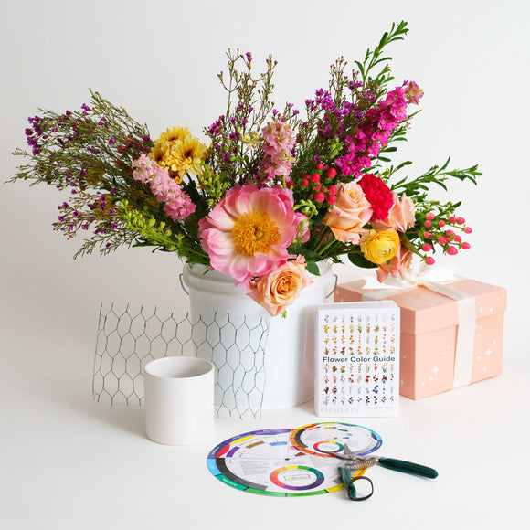 DIY Flower Arrangement Kit from Native Poppy with a bucket of flowers