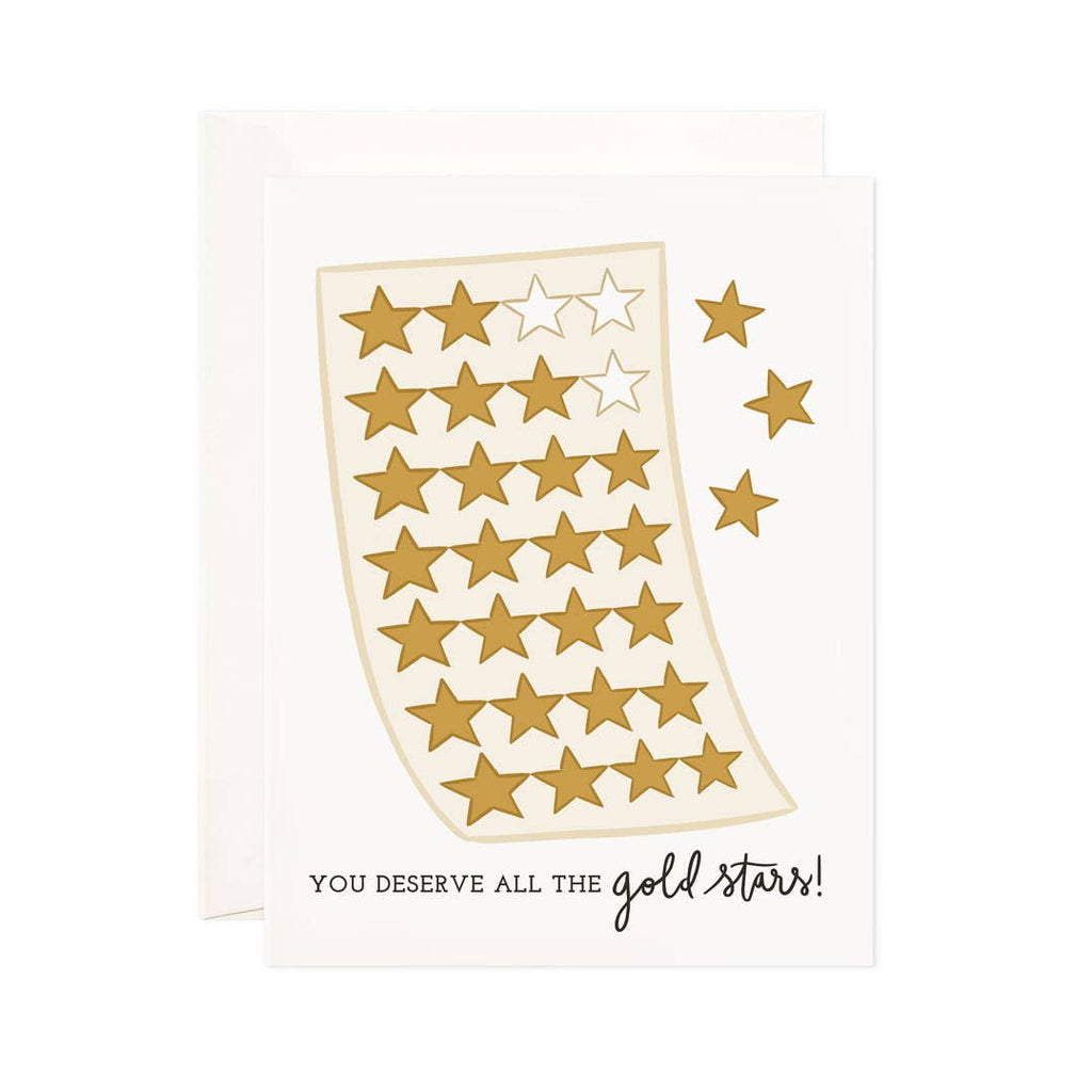 Congrats card - illustrated star sticker sheet above the phrase 