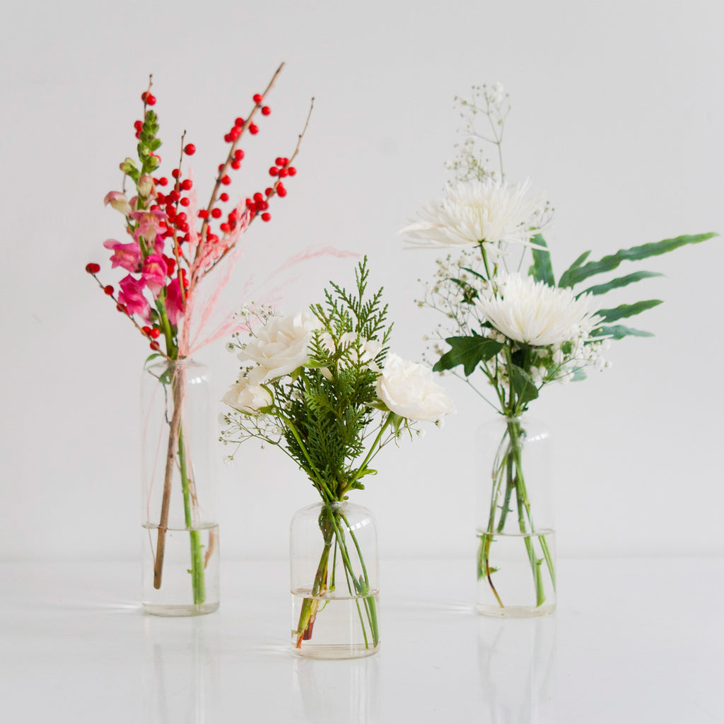 Holiday Bud Vase Arrangements