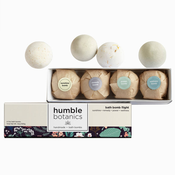 Bath bomb flight - set of four bath fizz balls from Humble Botanics