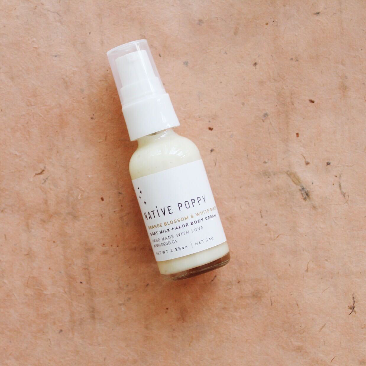Orange blossom and white birch body cream - 1.25oz bottle