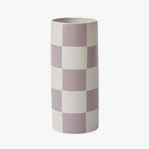 Lilac Checkerboard Ceramic Vase