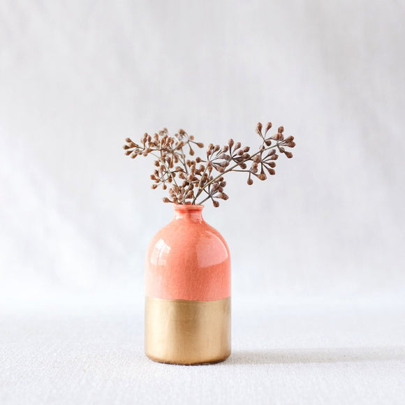 Coral Minimalist Bottle Bud Vase from Honeycomb Studio