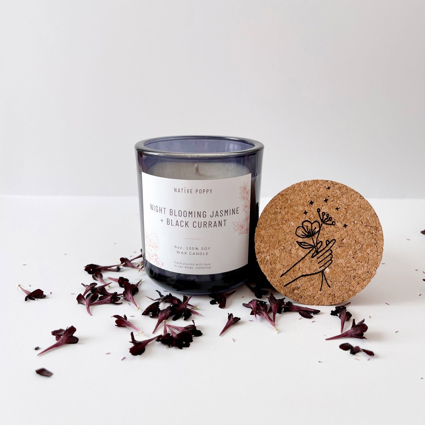 Night Blooming Jasmine + Black Currant Candle from Native Poppy