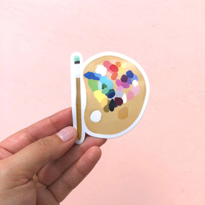 Woman holds Paint Palette Sticker