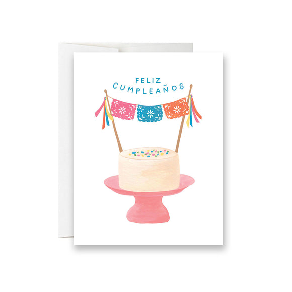  Feliz Cumpleaños - papel picado cake birthday card