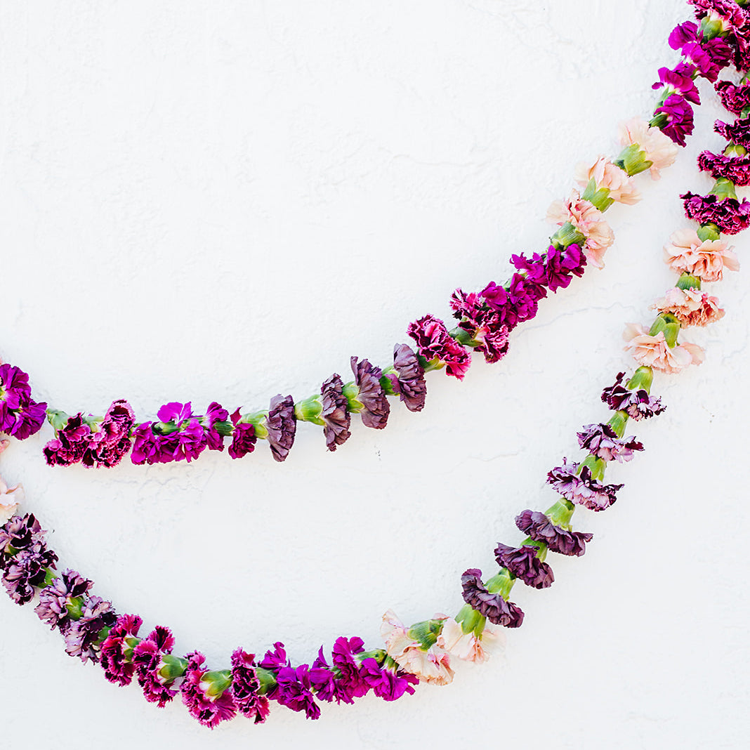 Purple carnation garlands