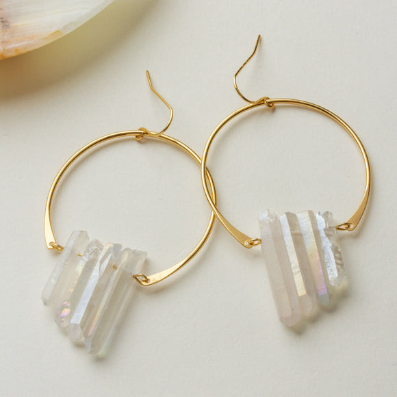 Supernova Earrings from Luna Norte - made with clear quartz