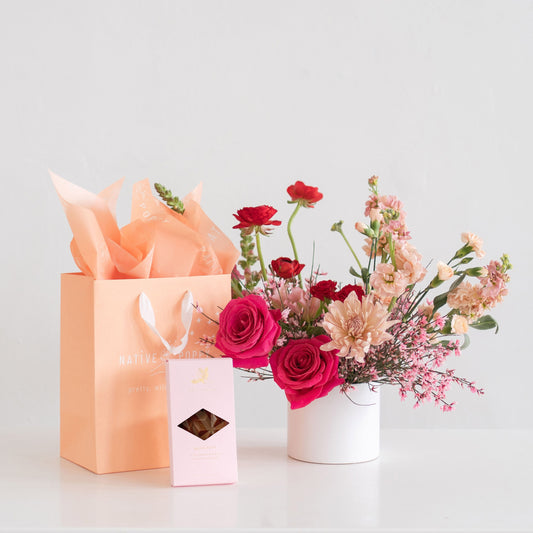 Valentine's day flowers and chocolate from Native Poppy