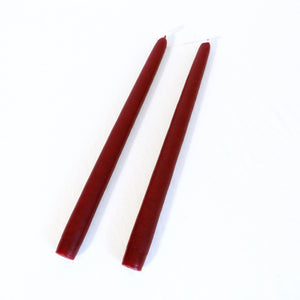 Burgundy red taper candles - pair of two taper candles