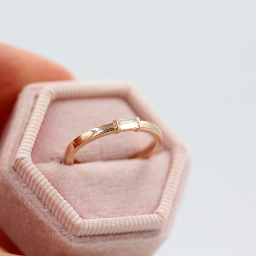 Rose gold deals baguette diamond ring