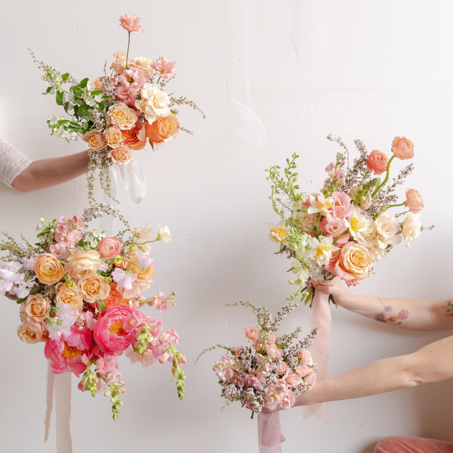 Four styles of bridal bouquet from Native Poppy