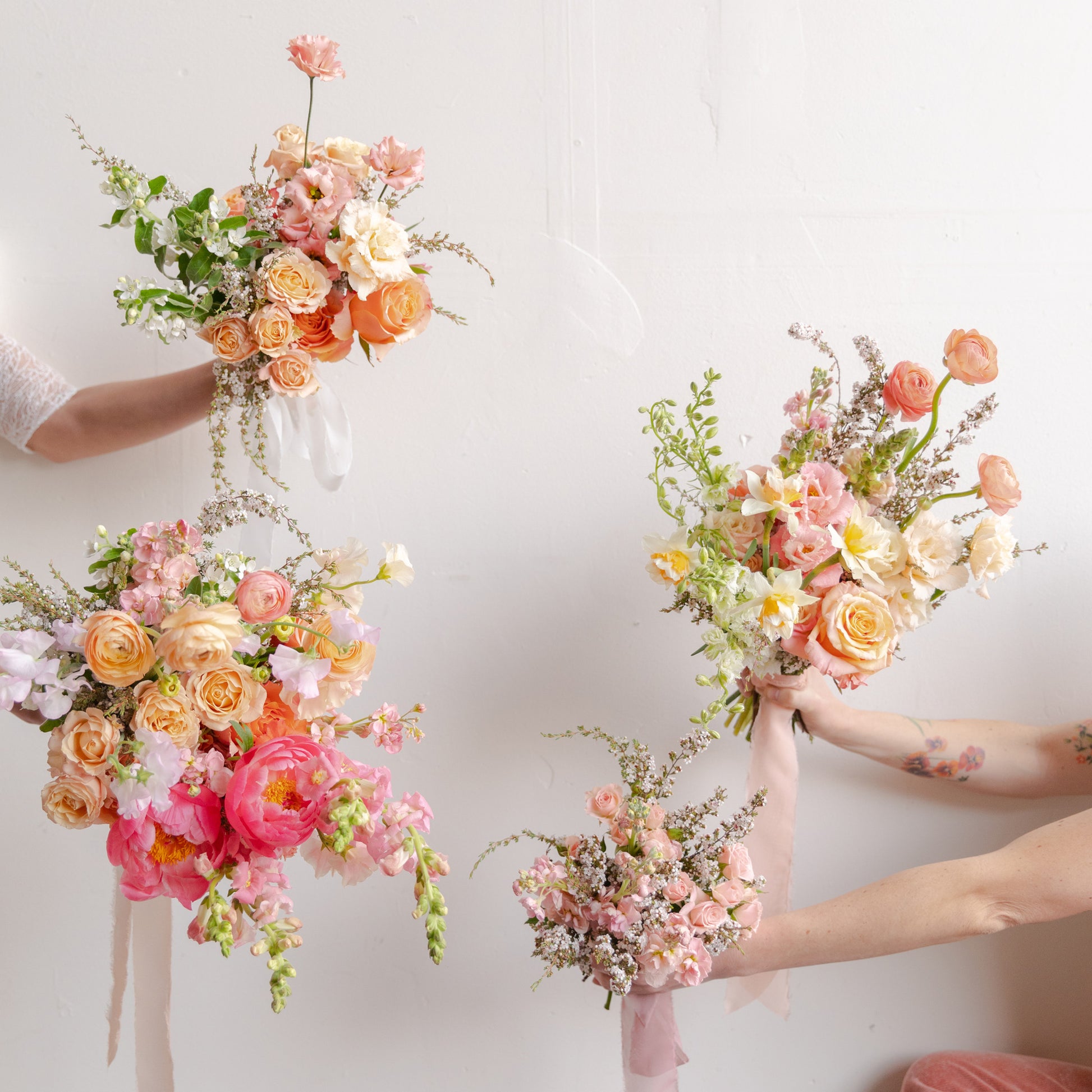Four styles of bridal bouquet from Native Poppy