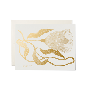 Gold Exotic Flower Card from Red Cap Cards