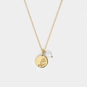 Fleur necklace from SiiZU - 24k gold plated charm necklace with a freshwater pearl