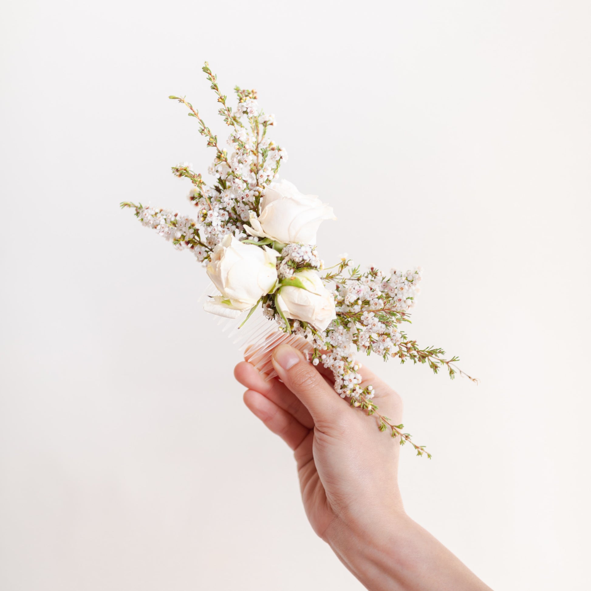 White flower hair comb