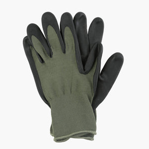 Moss green garden gloves with rubber nitrile palm