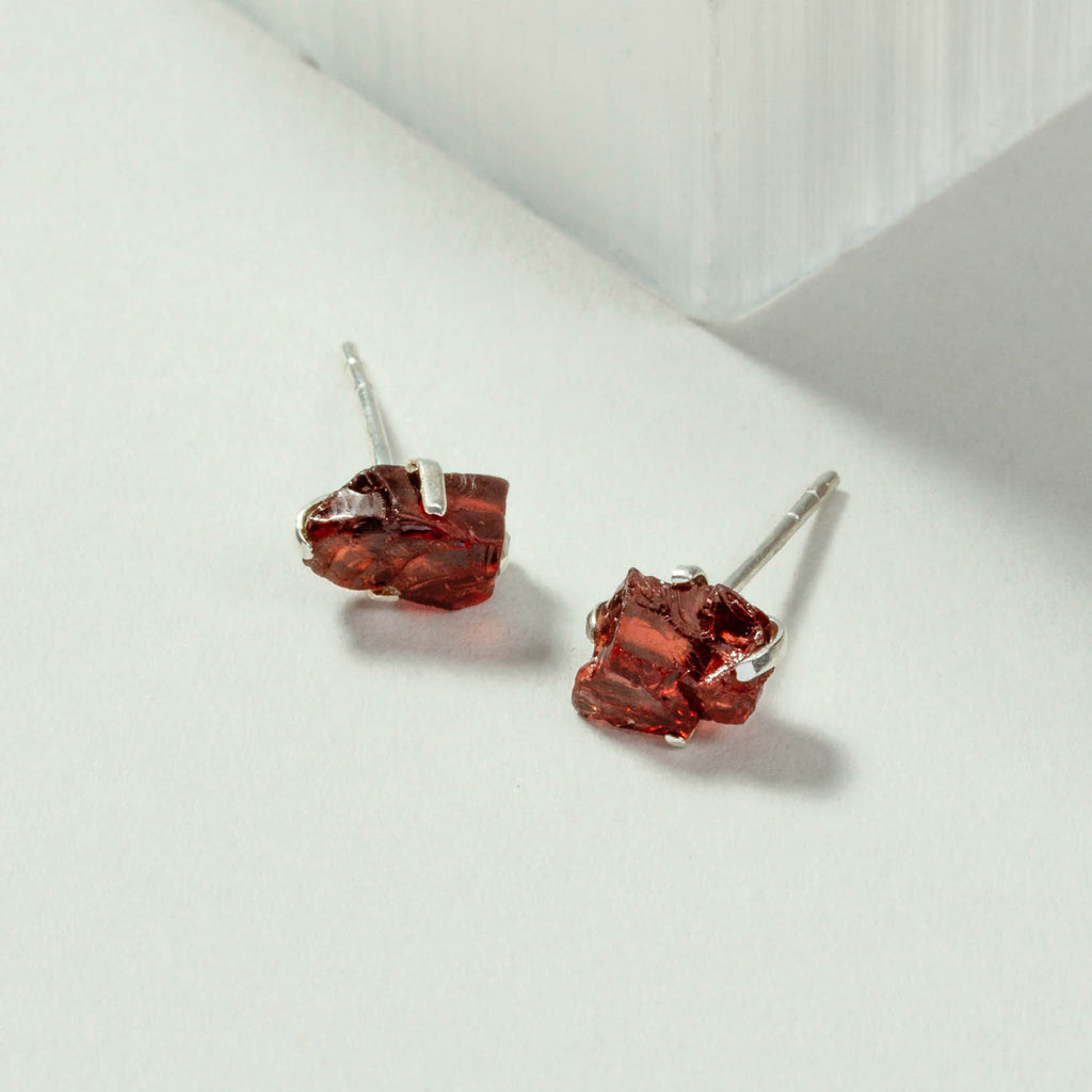 Raw Garnet Birthstone Earrings from Luna Norte