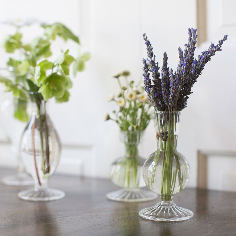 Boutique Glass Bud Vases with flowers