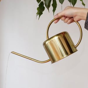 Hand held brass watering can