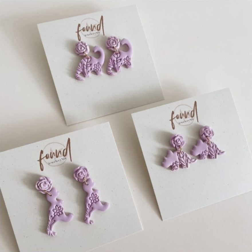 Floral Dinosaur Earrings